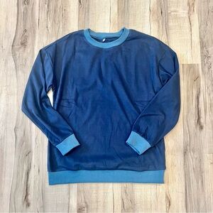 New! Navy and Light Blue Crewneck Fleece Cozy Sweater size small